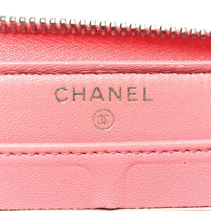 Chanel Lambskin Quilted Large Gusset Zip Around Wallet Pink 6 of 13