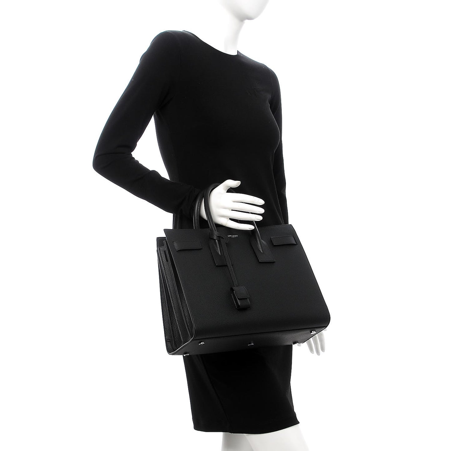 Grained Calfskin Small Sac De Jour Black