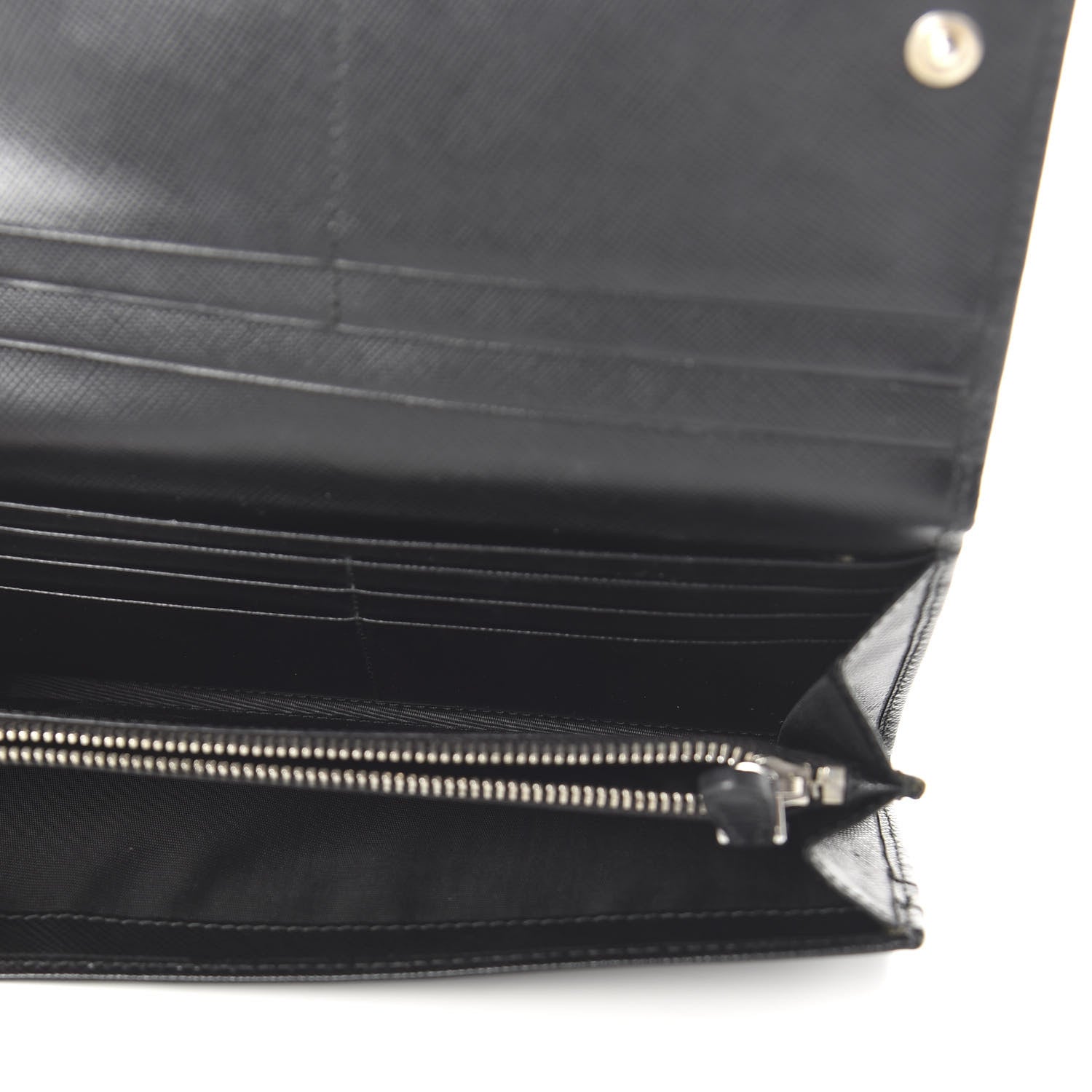 Prada Saffiano Continental Flap Wallet Black 5 of 9