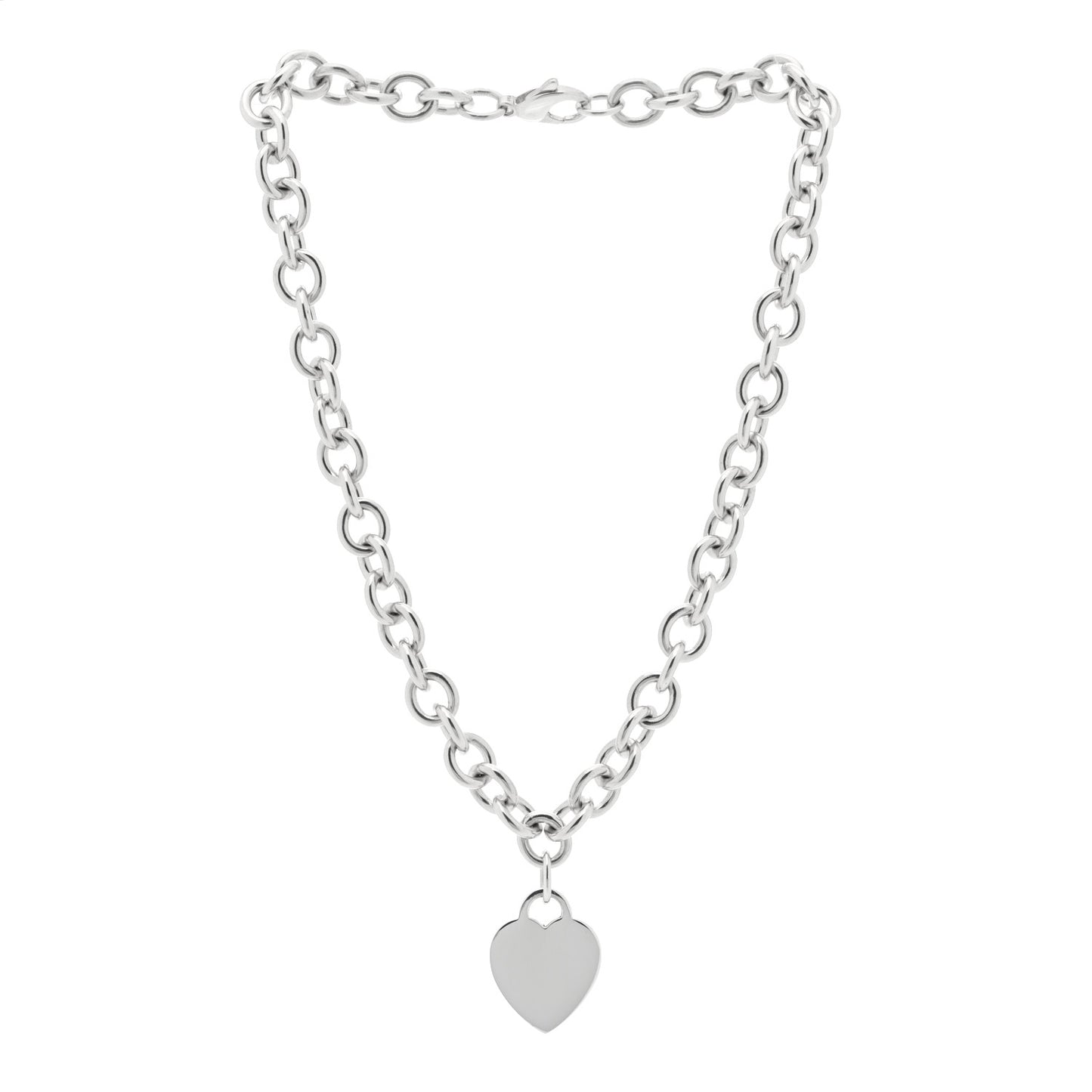 Sterling Silver Heart Tag Necklace