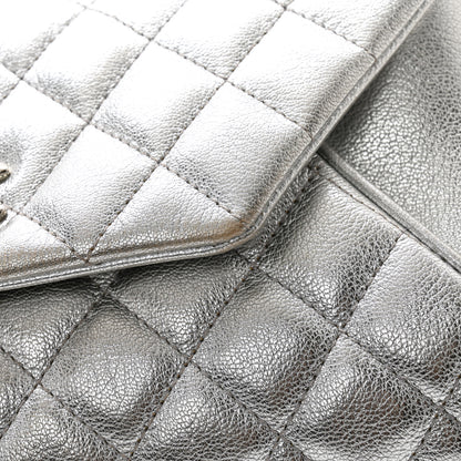 Chanel Metallic Calfskin Quilted Fold Up Again Clutch Silver 9 of 11