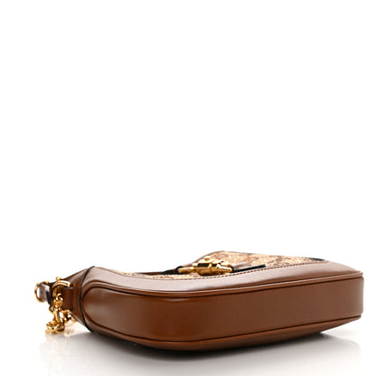 Gucci New Canvas Charisma Calfskin Crystal GG Monogram Mini Jackie 1961 Hobo Camel Ebony 4 of 10