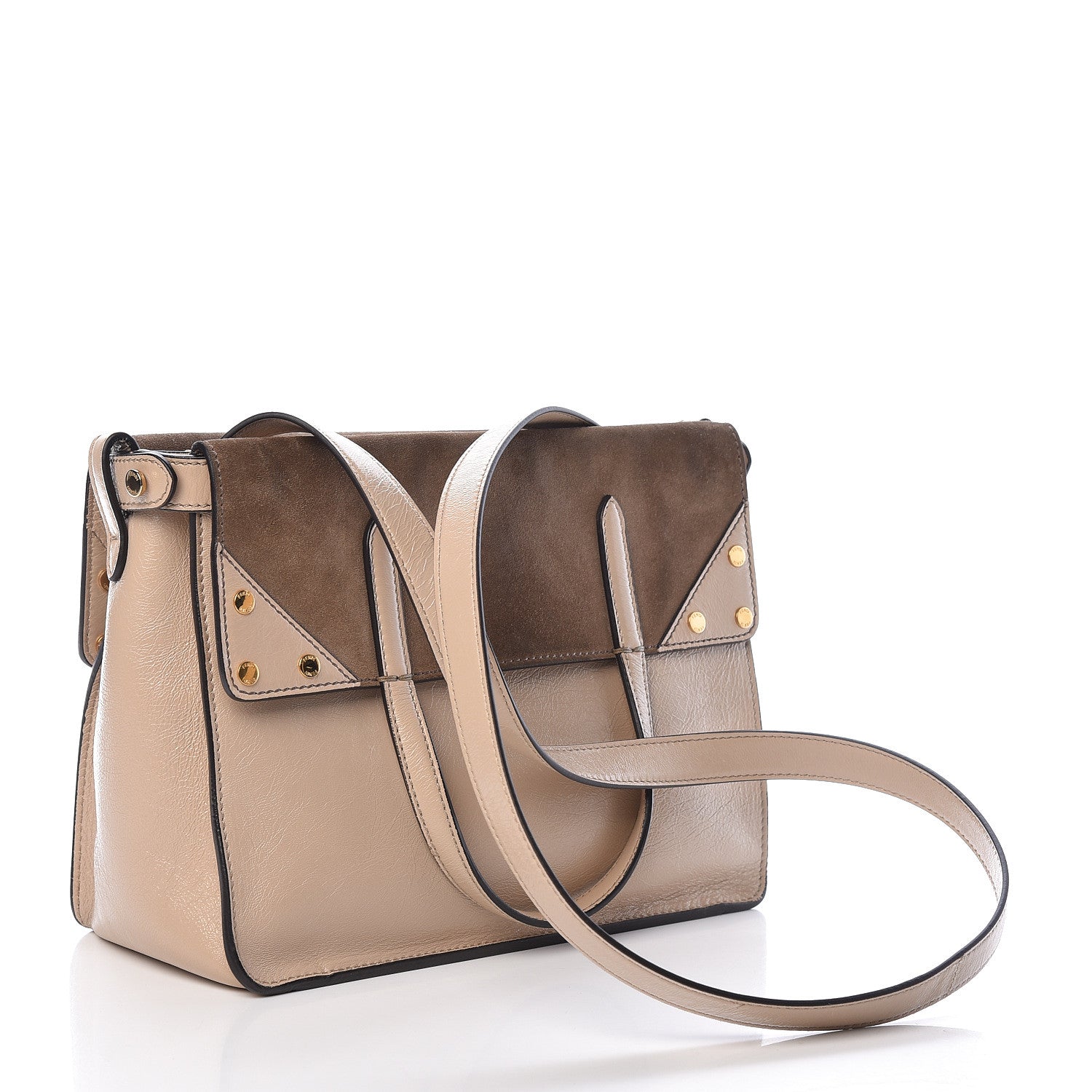 Fendi Agnello Old Shine Vitello Go Rain Large Flip Tote Amido Cocco 5 of 15