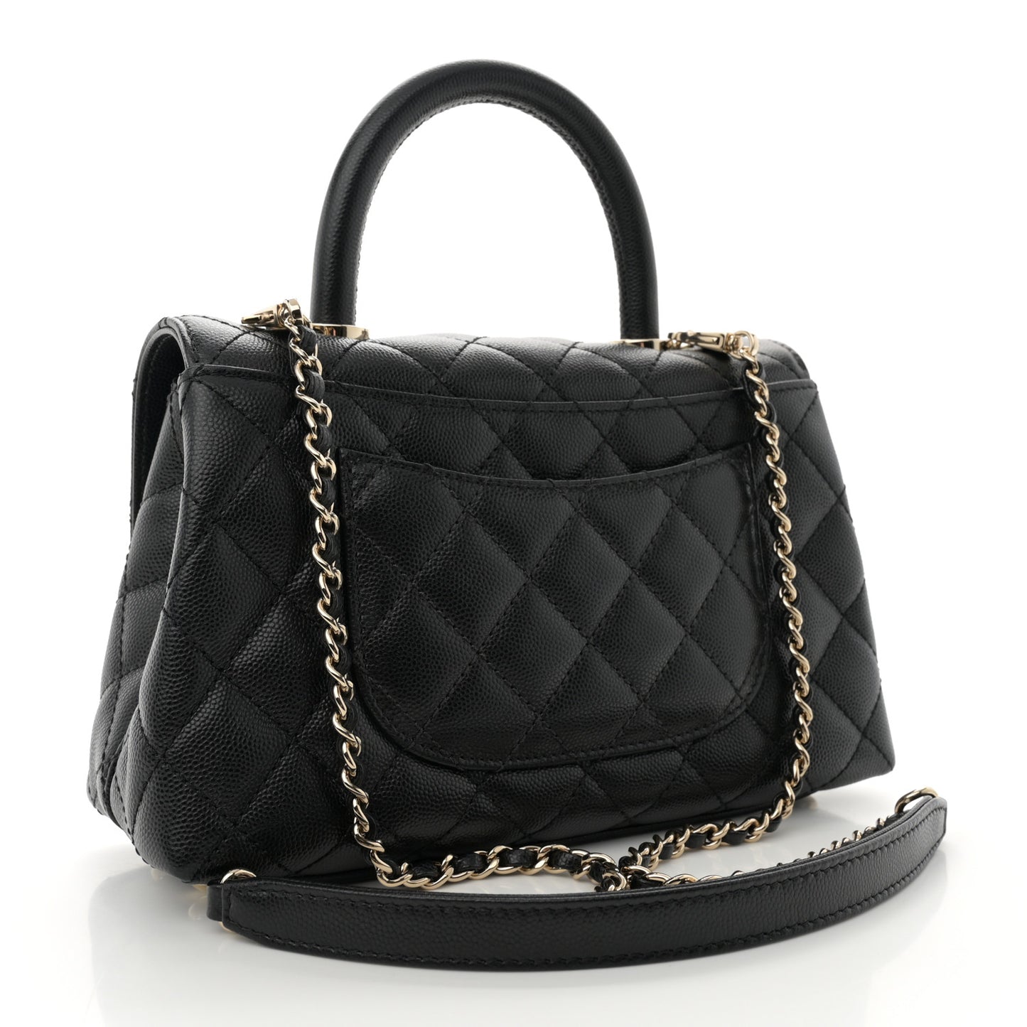 Caviar Quilted Mini Coco Handle Flap Black