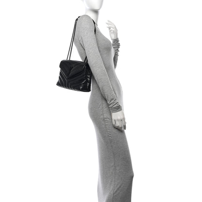 Saint Laurent Calfskin Y Quilted Monogram Monochrome Small Loulou Chain Satchel Black 2 of 12