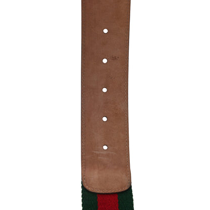 Gucci Nylon Calfskin Double G Web 40mm Belt 90 36 Green Red Cuir 4 of 7