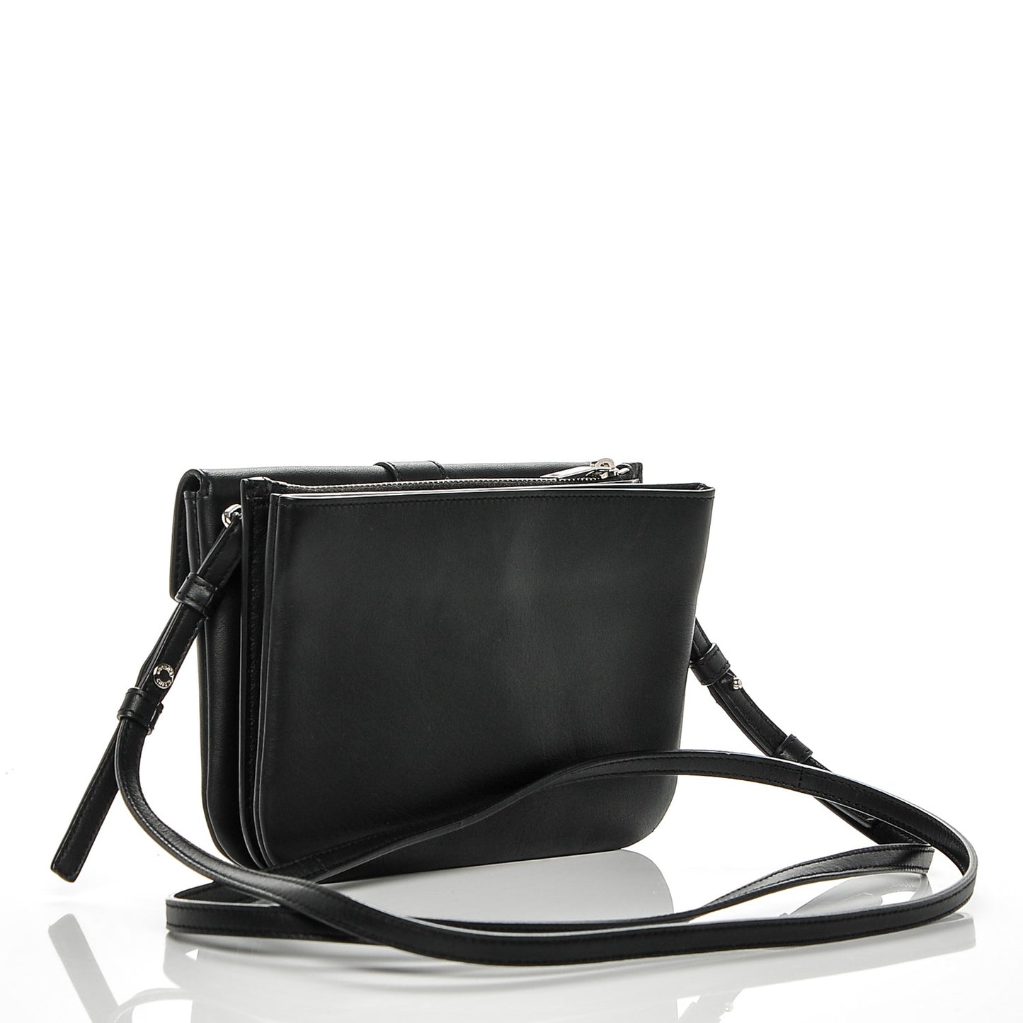 Calfskin Monogram Tri Pocket Crossbody Bag Black