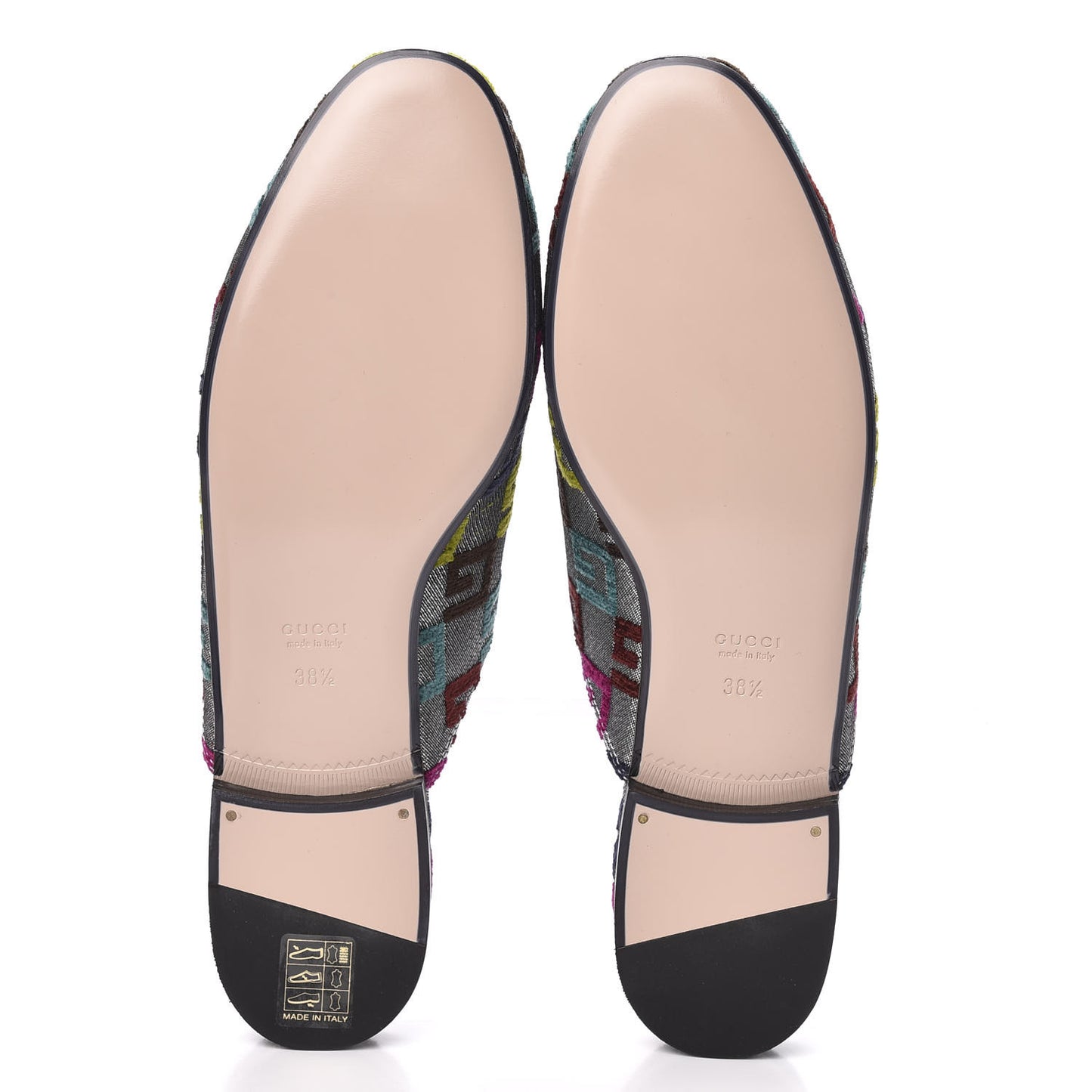 Velvet Lurex Square G Womens Princetown Slippers 38.5 Silver Multicolor