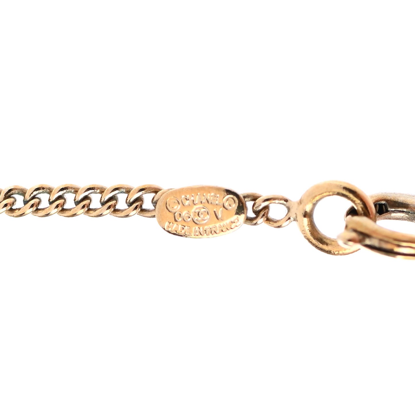 Metal Enamel CC Chain Necklace Gold Black
