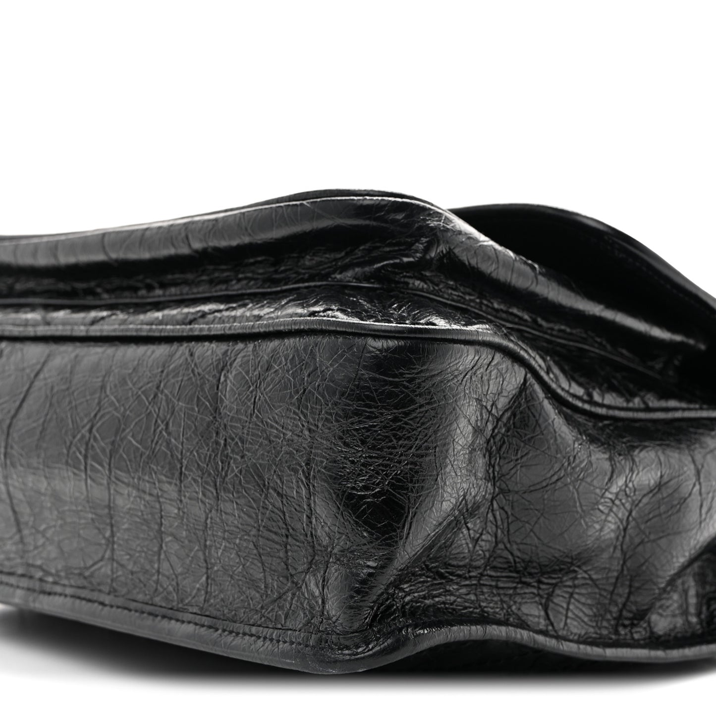 Crinkled Calfskin Matelasse Monogram Large Niki Chain Satchel Black