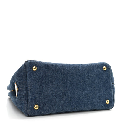 Prada Denim Small Logo Tote Bleu 4 of 9