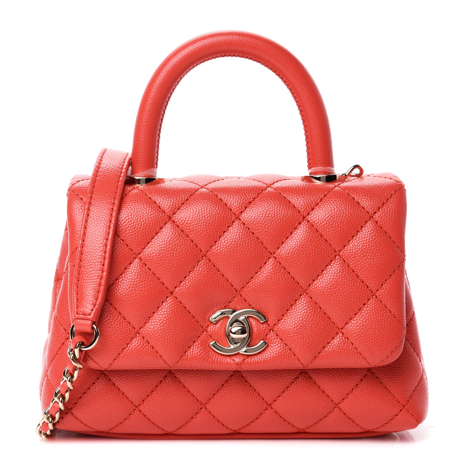 Chanel Caviar Quilted Extra Mini Coco Handle Flap Red 1 of 10