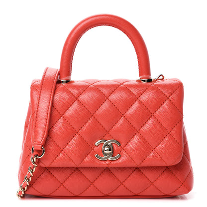 Chanel Caviar Quilted Extra Mini Coco Handle Flap Red 1 of 10