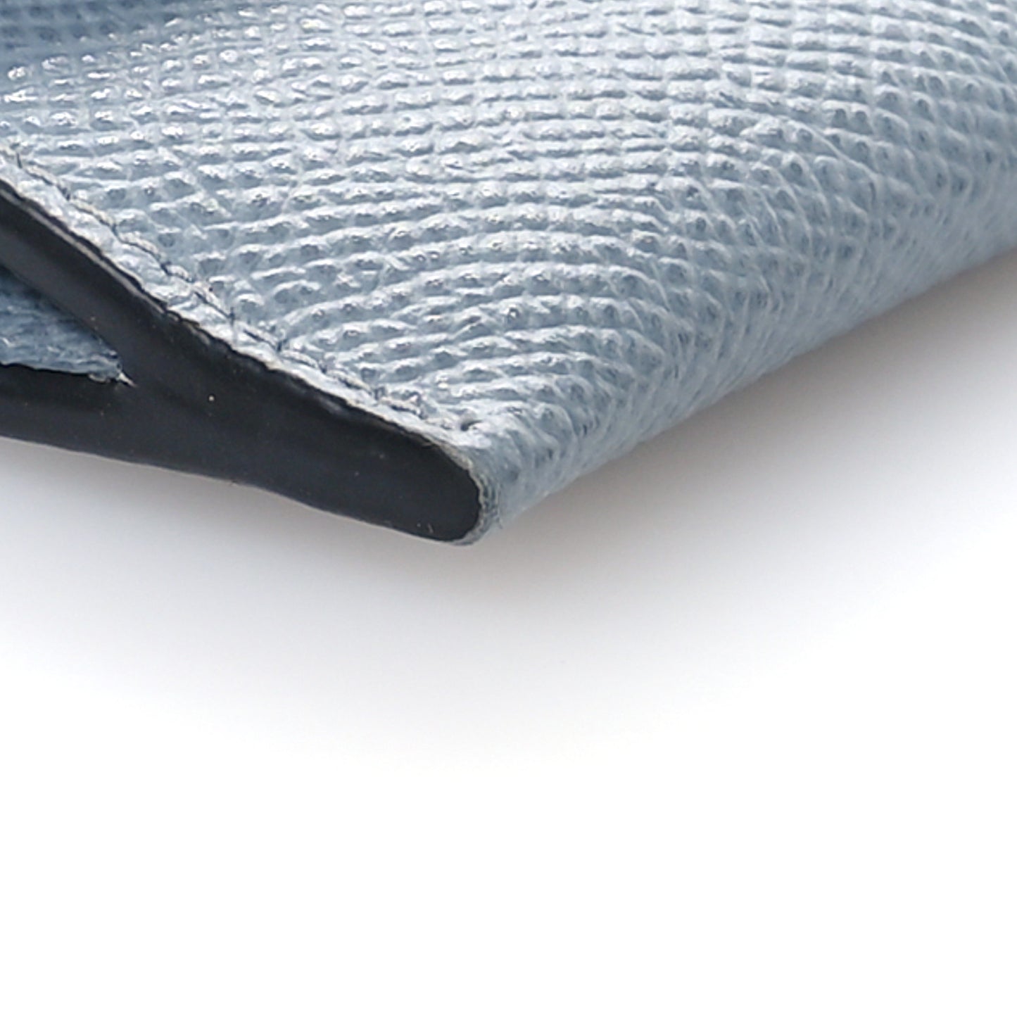 Grained Calfskin Saddle Chain Wallet Pouch Grey Stone