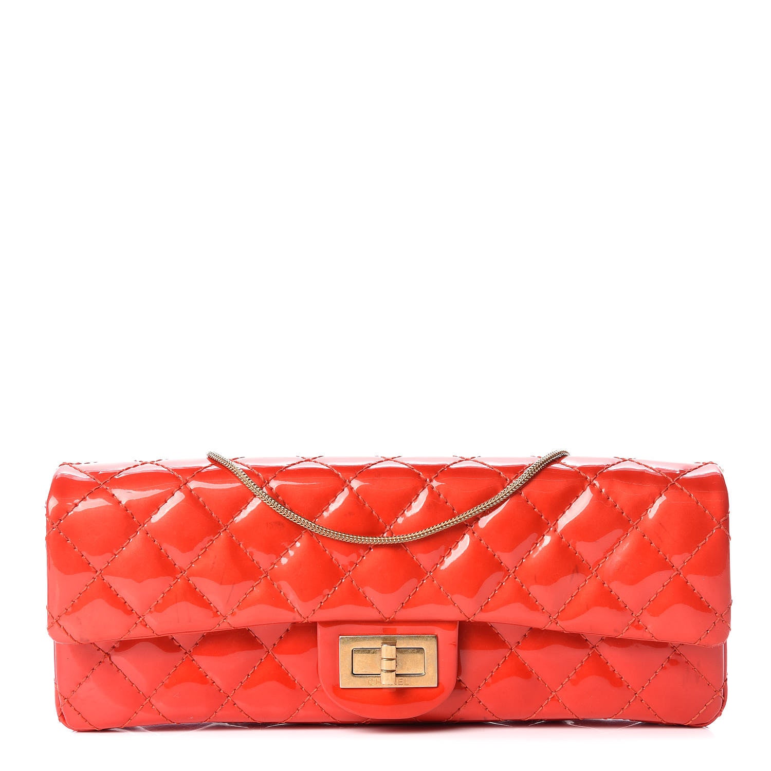 Chanel Patent Quilted 2.55 Reissue East West Clutch Red 1 of 14