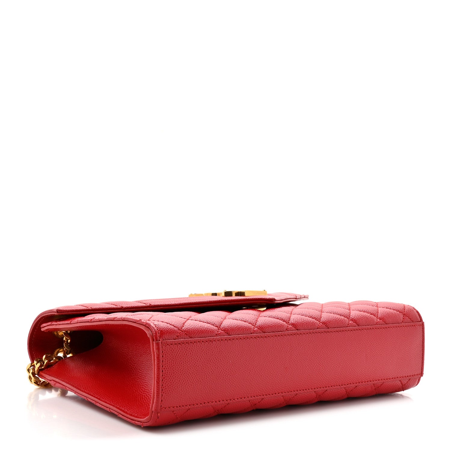 Saint Laurent Grain De Poudre Textured Mixed Matelasse Triquilt Medium Monogram Satchel New Red 4 of 11