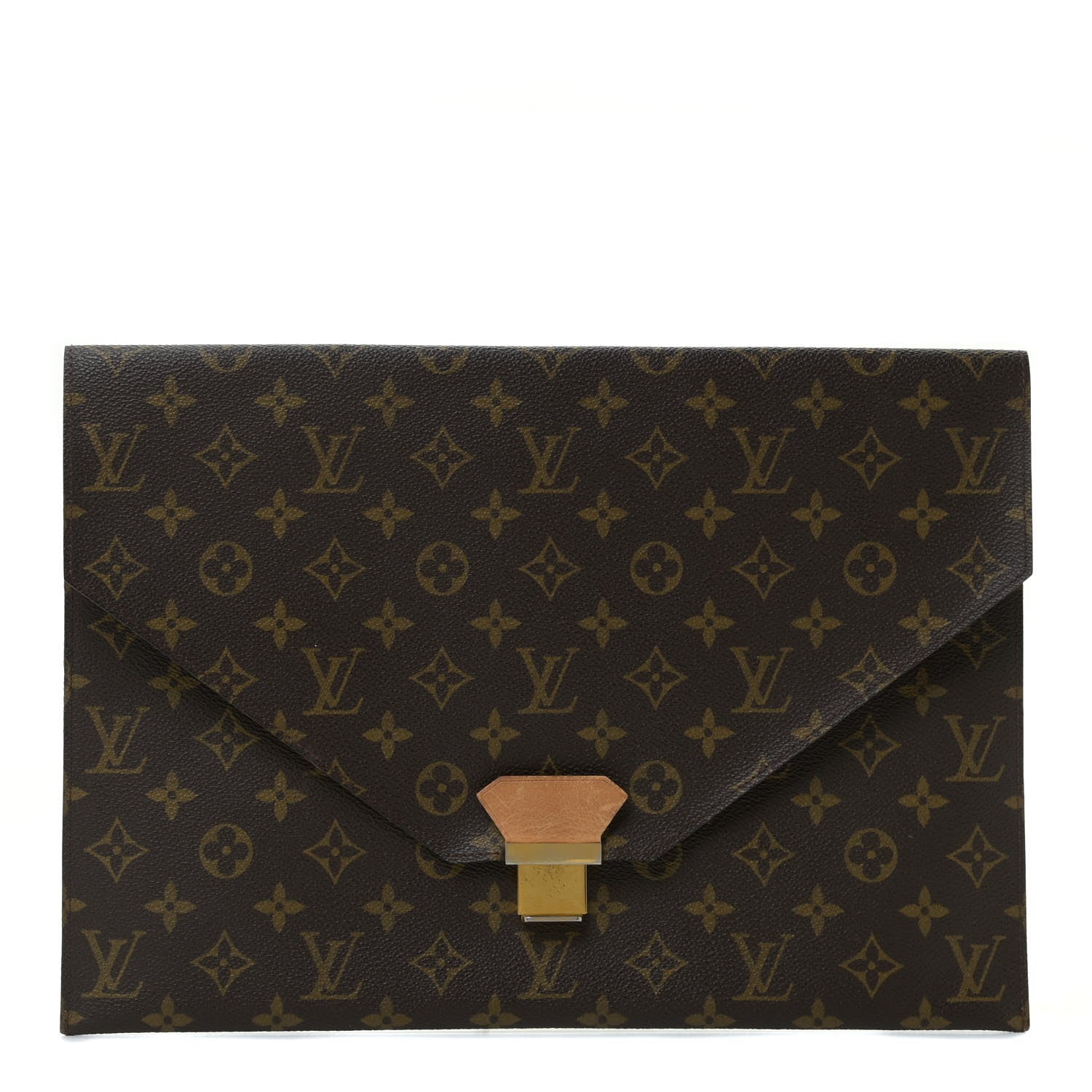 Louis Vuitton Monogram Poche Plate Envelope Clutch MM 1 of 11