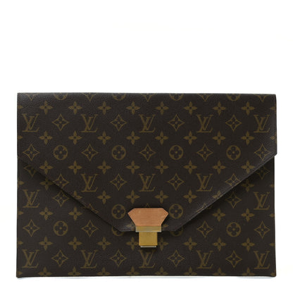 Louis Vuitton Monogram Poche Plate Envelope Clutch MM 1 of 11