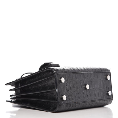 Saint Laurent Calfskin Crocodile Embossed Nano Sac De Jour Black 4 of 10