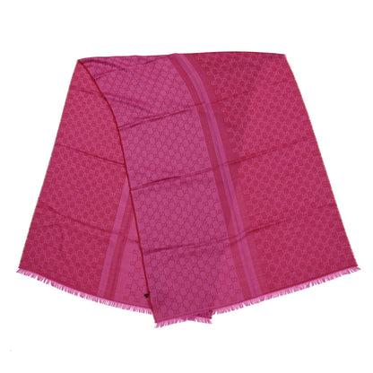 Gucci Wool Silk GG Monogram GGWeblong Fringe Scarf Shawl Red Pink 1 of 4