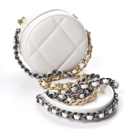 Chanel Goatskin Quilted 19 Round Clutch With Chain White 2 of 8
