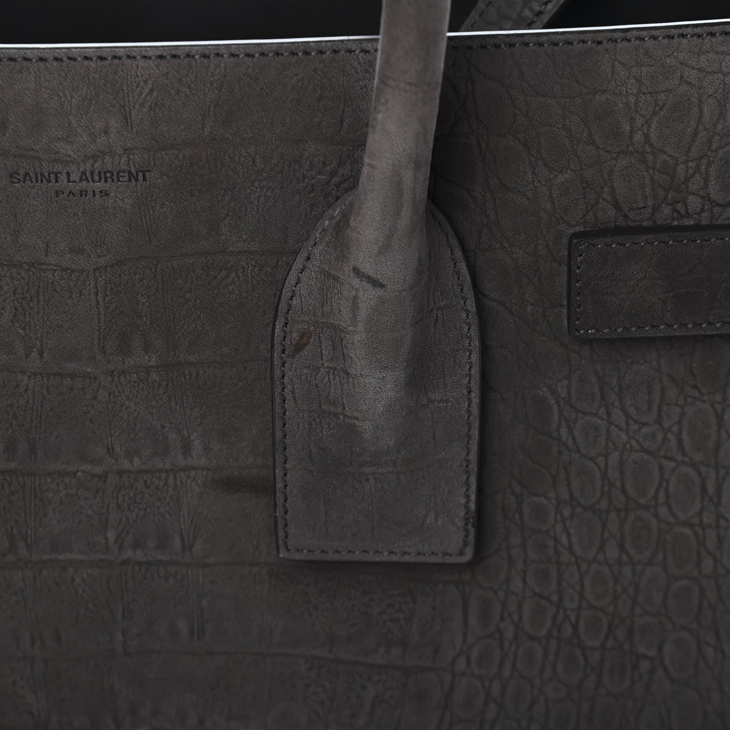 Saint Laurent Crocodile Embossed Nubuck Small Sac De Jour Dark Anthracite 9 of 9