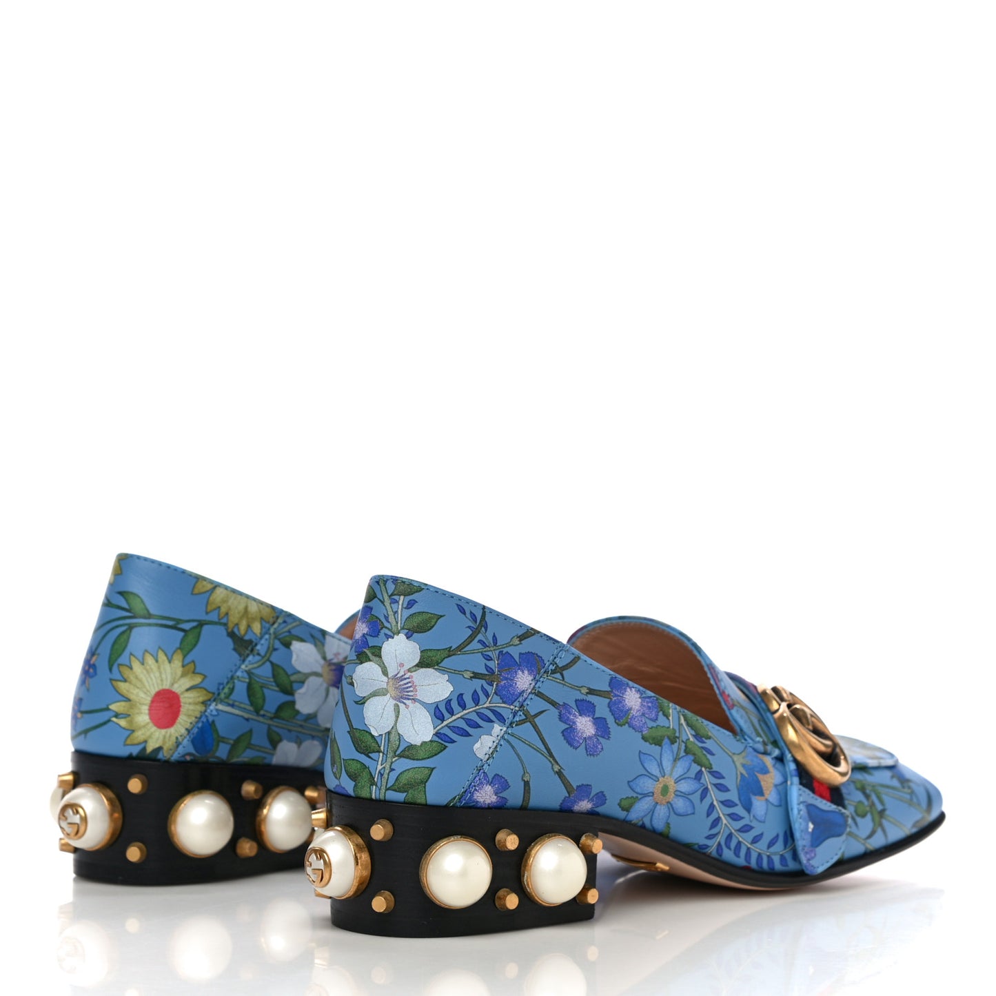 Apollo Calfskin Web Pearl New Flora Peyton 35mm Loafer Pumps 35.5 Azure