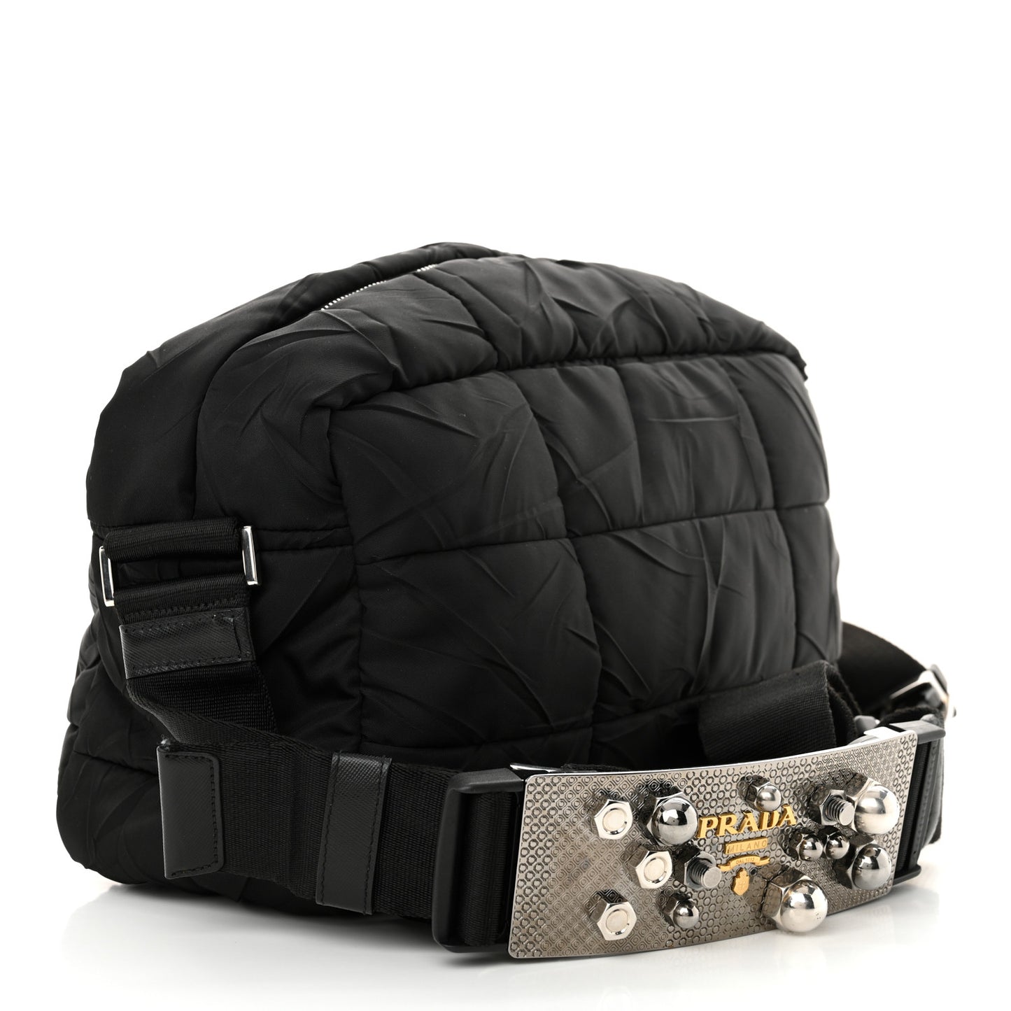 Tessuto Nylon Quilted Messenger Black
