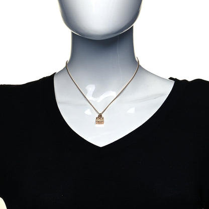 Hermes 18K Rose Gold Diamond Birkin Amulette Pendant Necklace 4 of 8