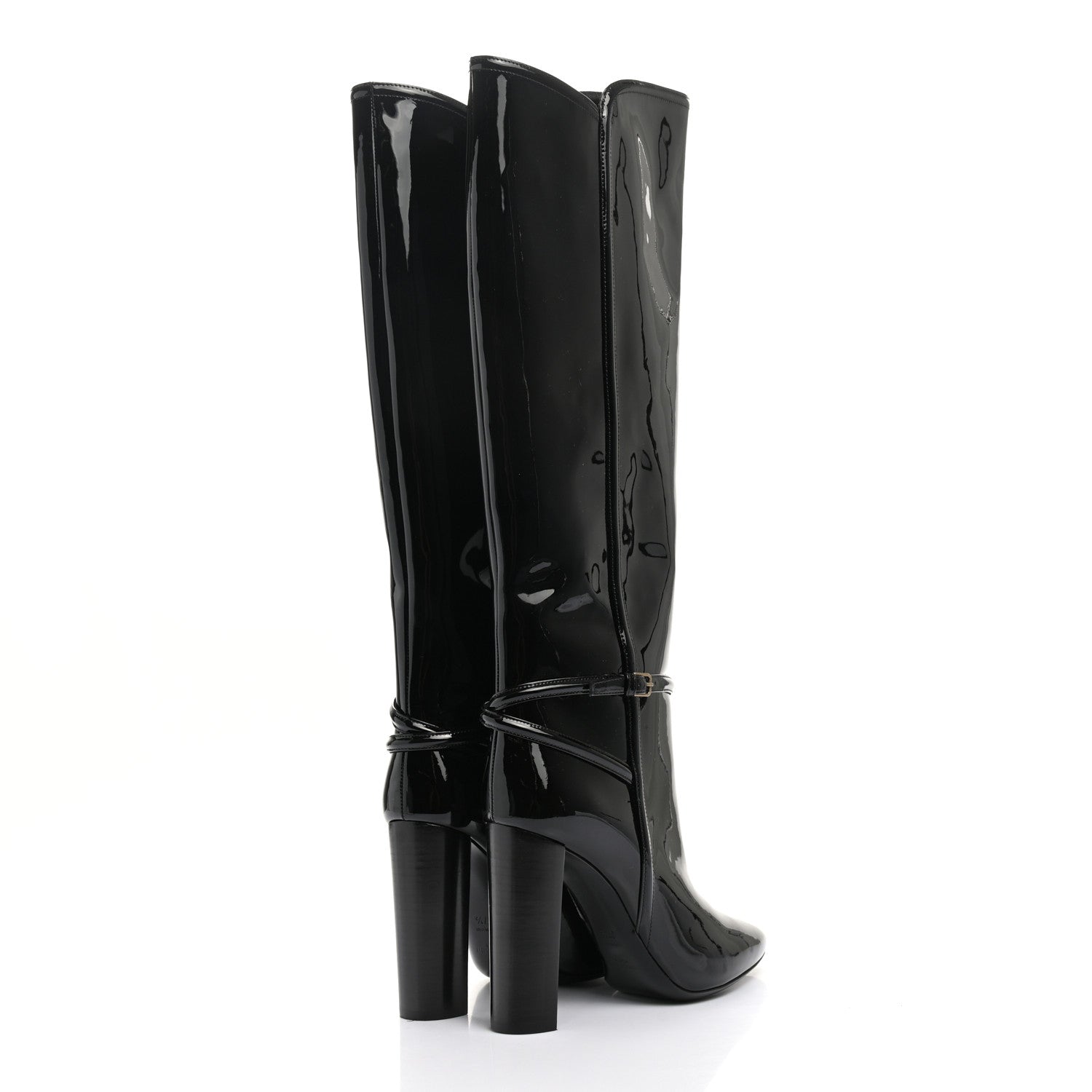 Saint Laurent Patent Knee High Boots 37.5 Black 4 of 8