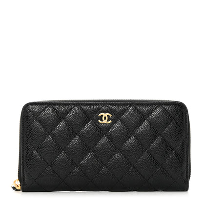 Chanel Caviar Quilted Large Gusset Zip Around Wallet Black 1 of 9