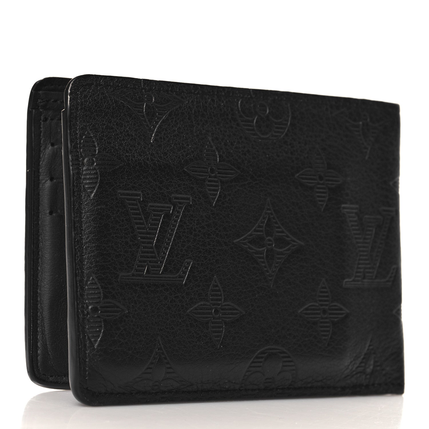 Louis Vuitton Calfskin Monogram Shadow Multiple Wallet Black 3 of 6