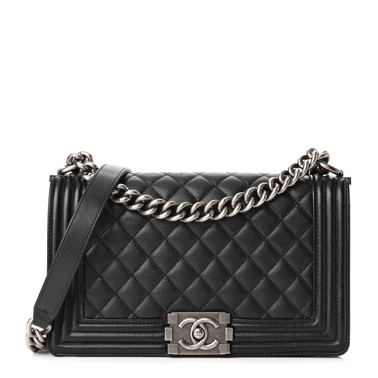 Caviar Quilted Medium Boy Flap Black