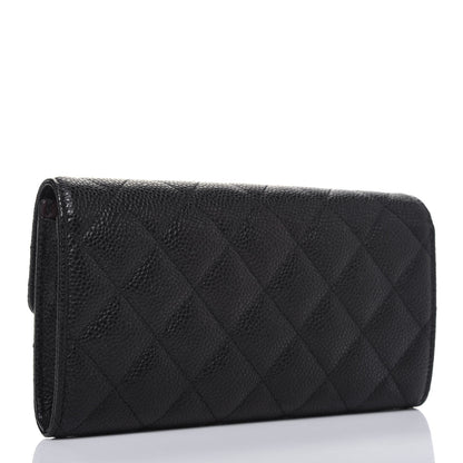 Chanel Caviar Quilted Large Gusset Flap Wallet Black 3 of 14