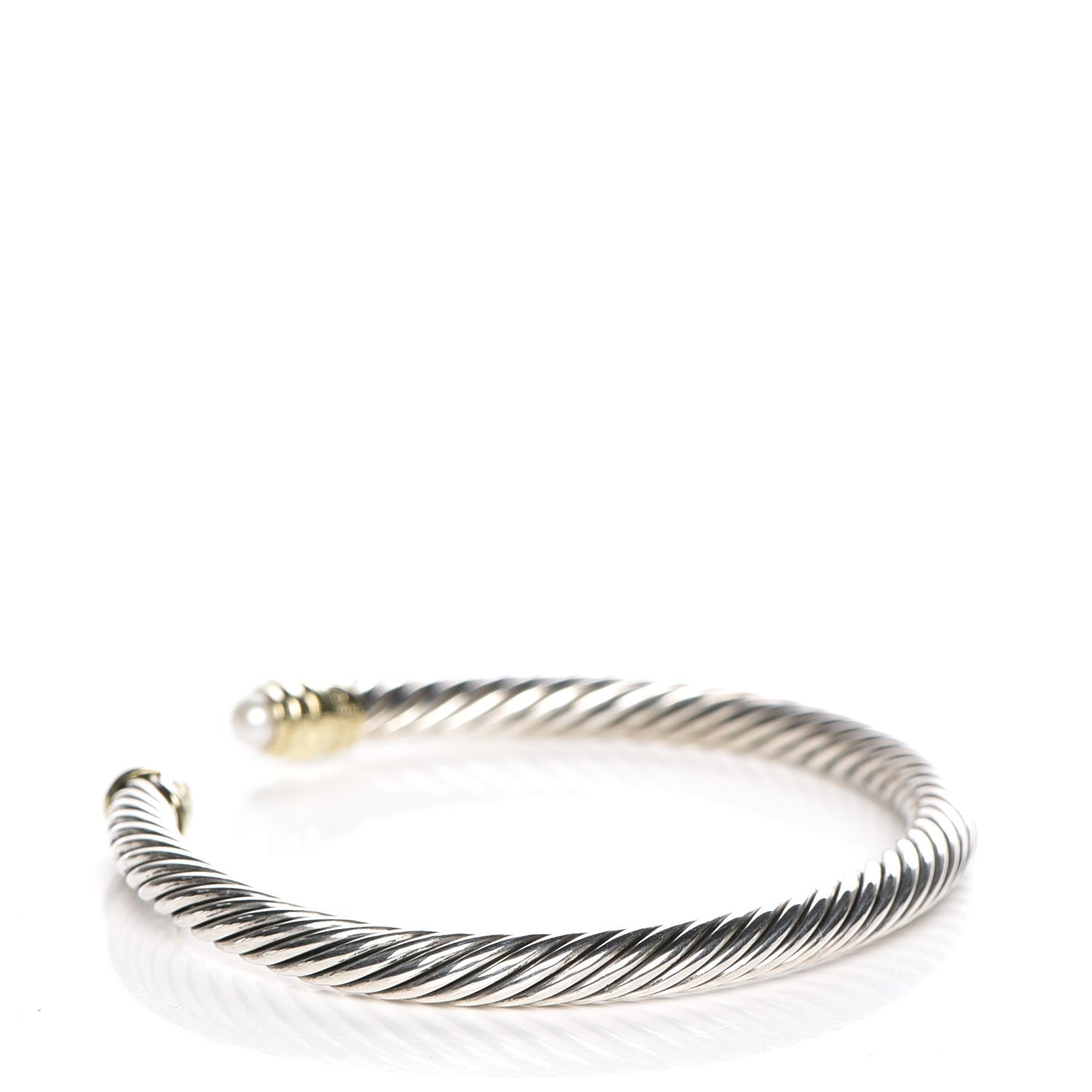 David Yurman Sterling Silver 14K Yellow Gold Pearl 5mm Cable Classics Petite Color Bracelet 3 of 6