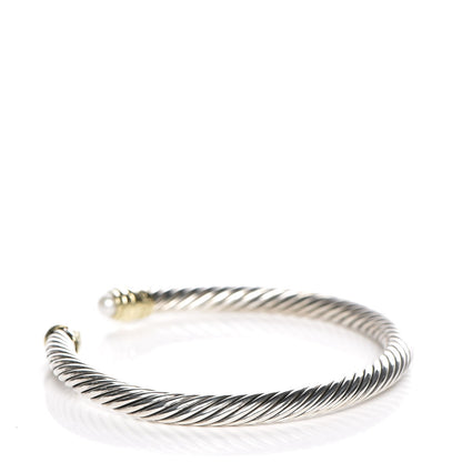 David Yurman Sterling Silver 14K Yellow Gold Pearl 5mm Cable Classics Petite Color Bracelet 3 of 6
