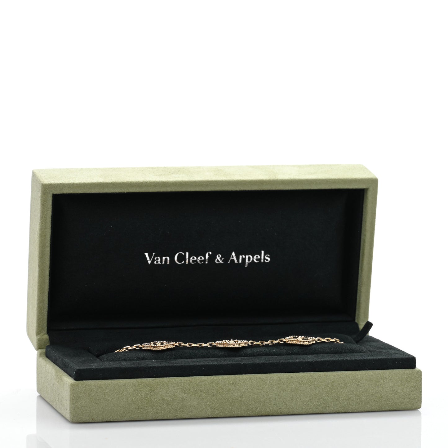 18K Yellow Gold 5 Motifs Guilloche Vintage Alhambra Bracelet