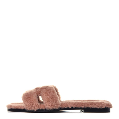 Hermes Woolskin Oran Sandals 36.5 Rose Aube 1 of 7