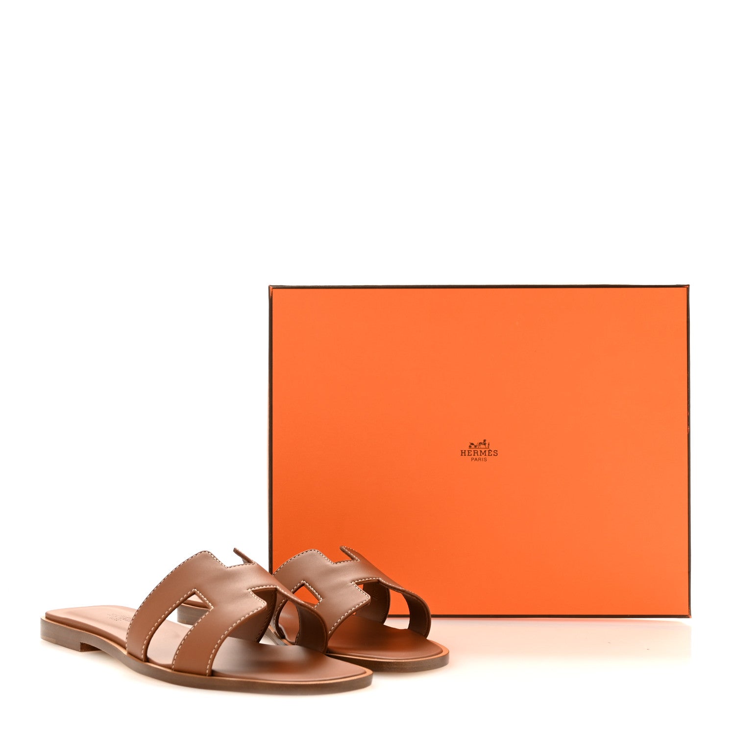 Hermes Box Calfskin Oran Sandals 36.5 Gold 10 of 10