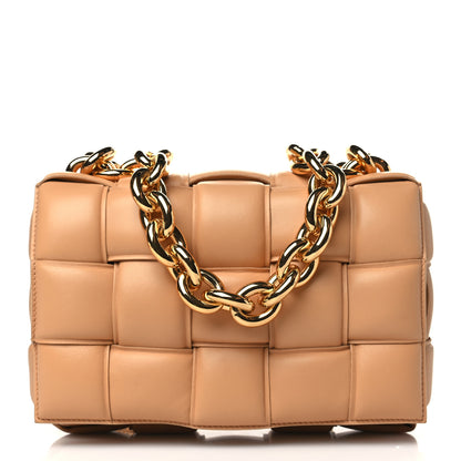 Bottega Veneta Lambskin Maxi Intreccio Padded Chain Cassette Crossbody Bag Caramel 1 of 9