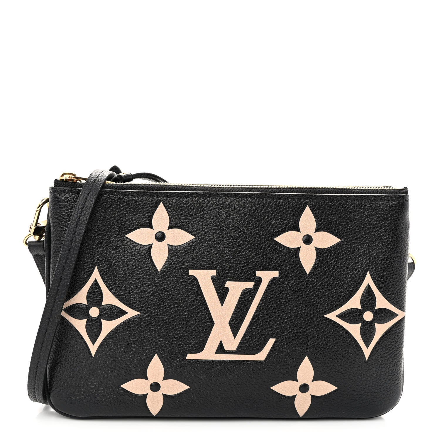 Louis Vuitton Empreinte Monogram Giant Double Zip Pochette Black Cream 1 of 10