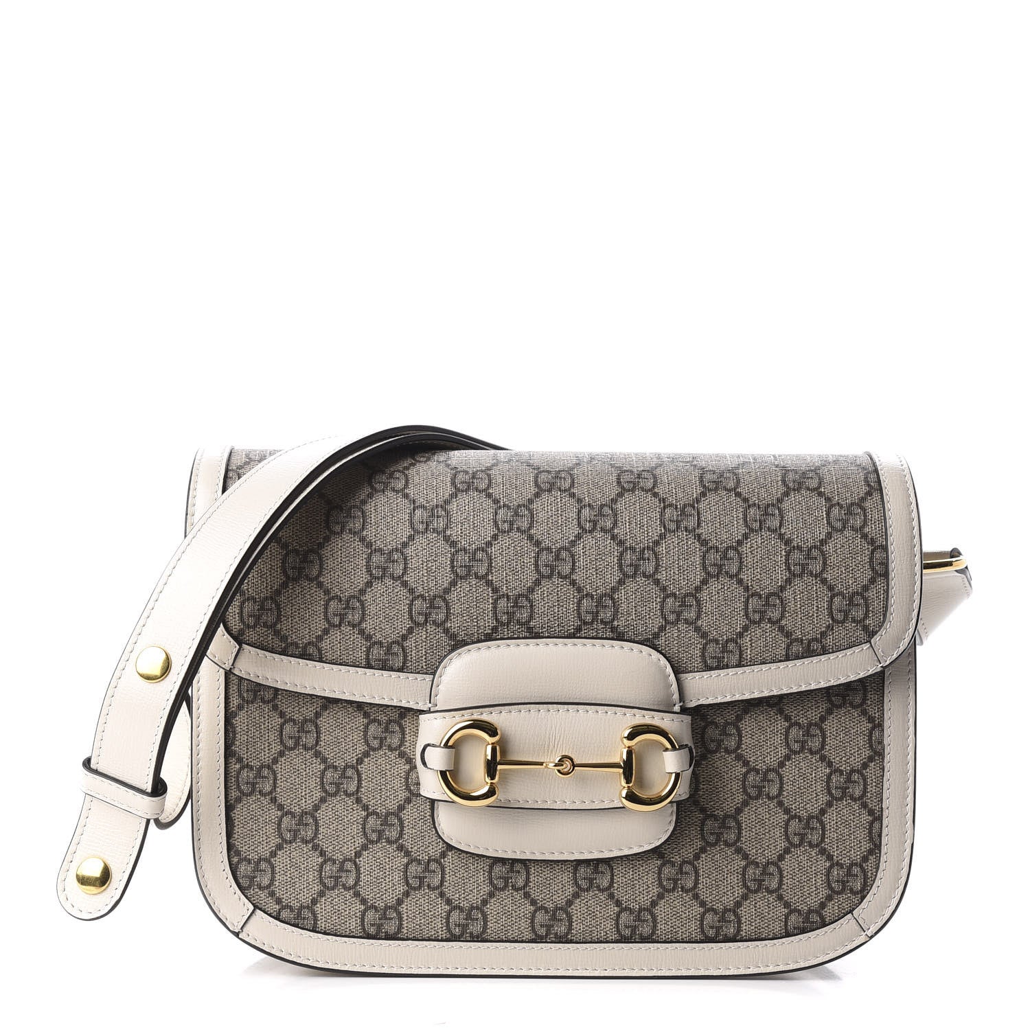 Gucci GG Supreme Monogram Horsebit 1955 Shoulder Bag Beige Mystic White 1 of 9
