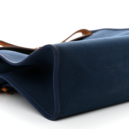 Hermes Vache Hunter Toile Herbag Zip 31 PM Bleu De Malte Natural 10 of 18