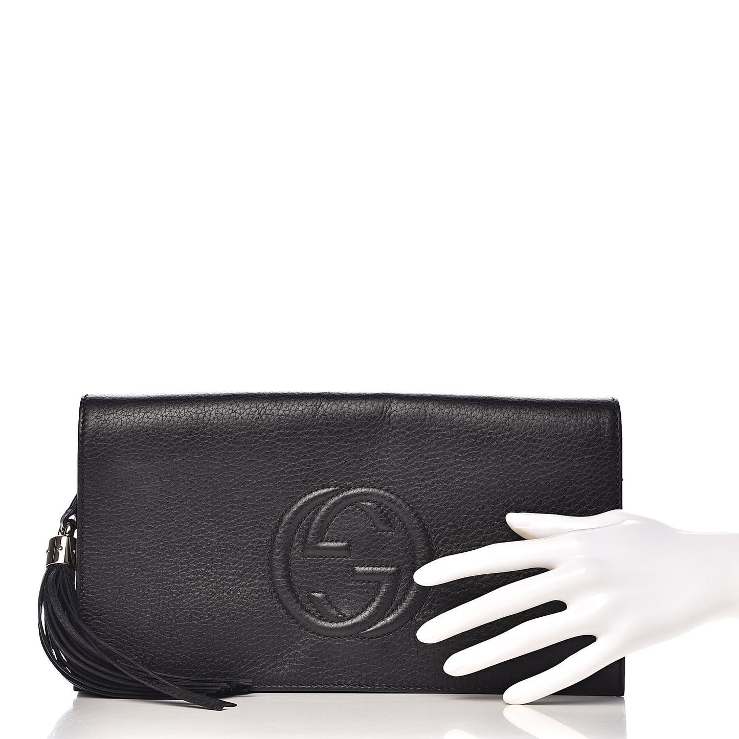 Pebbled Calfskin Medium Soho Clutch Black