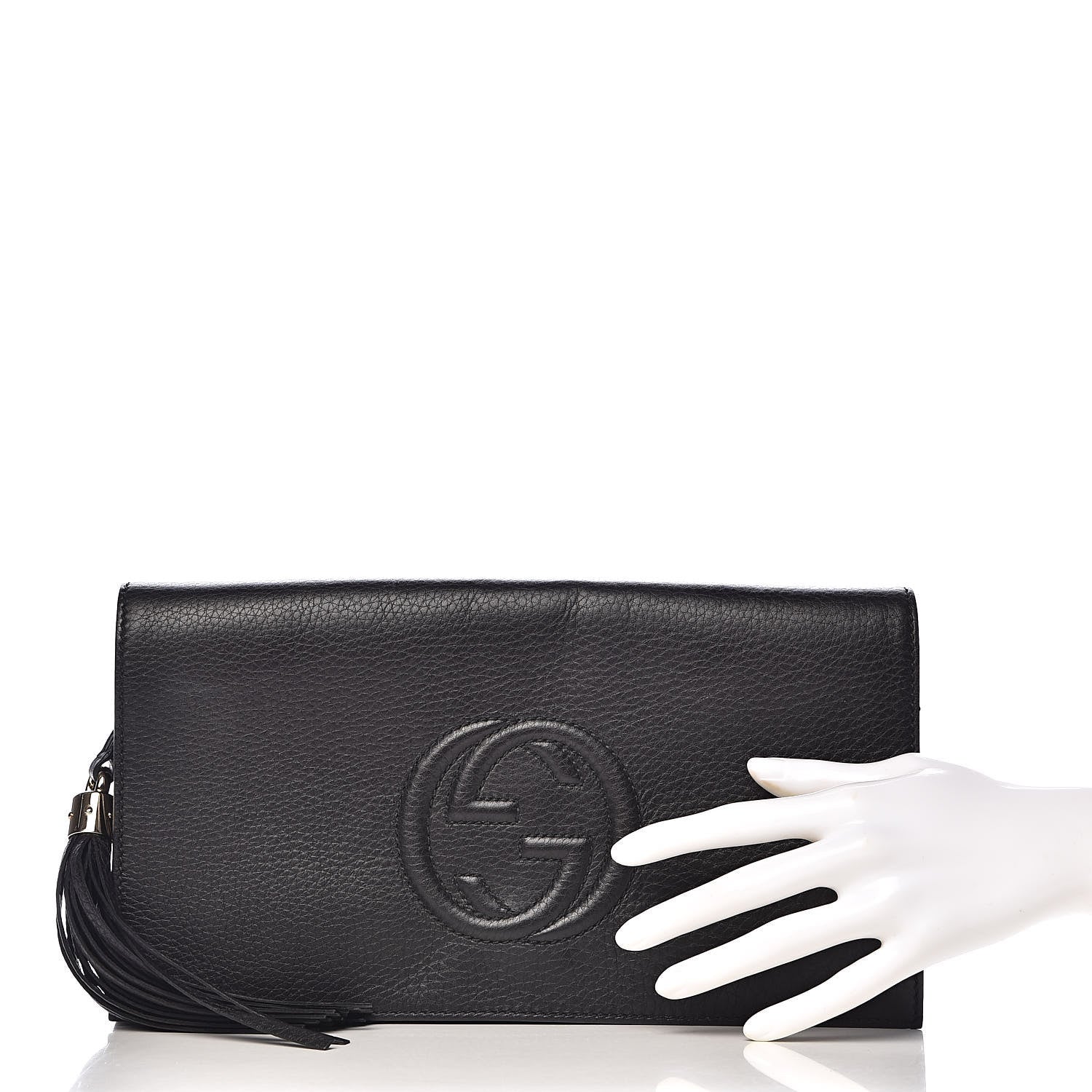 Gucci Pebbled Calfskin Medium Soho Clutch Black 2 of 12