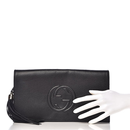 Gucci Pebbled Calfskin Medium Soho Clutch Black 2 of 12