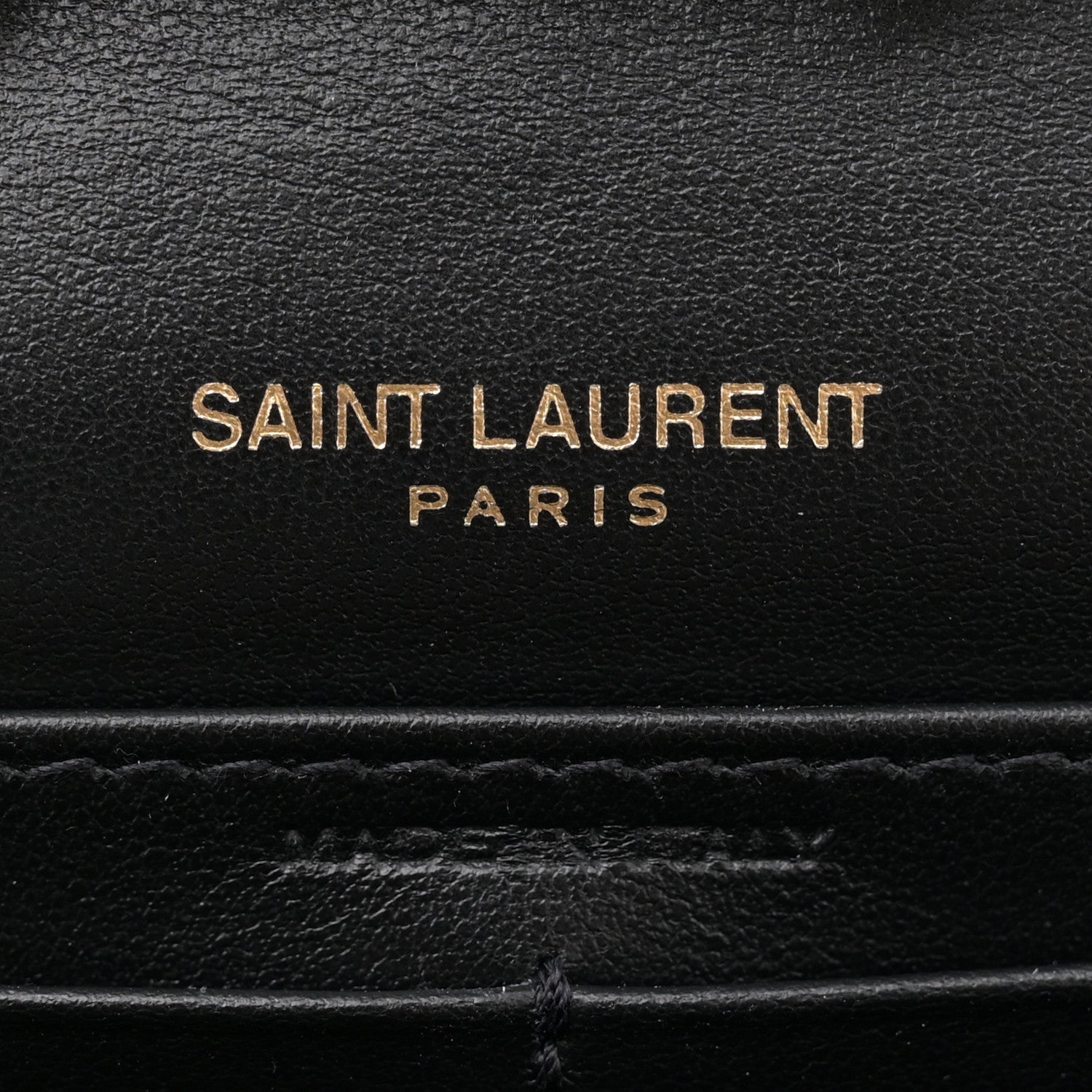 Saint Laurent Calfskin Crocodile Embossed Monogram Chain Wallet Black 6 of 12