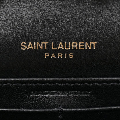 Saint Laurent Calfskin Crocodile Embossed Monogram Chain Wallet Black 6 of 12