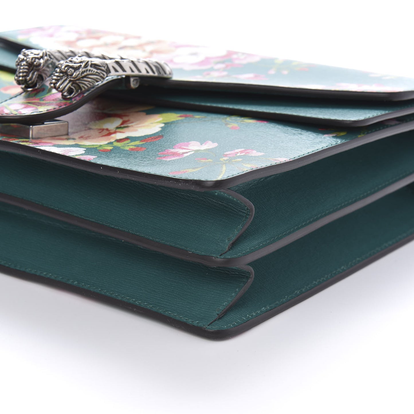 Calfskin Blooms Print Medium Dionysus Shoulder Bag Bright Emerald Multicolor