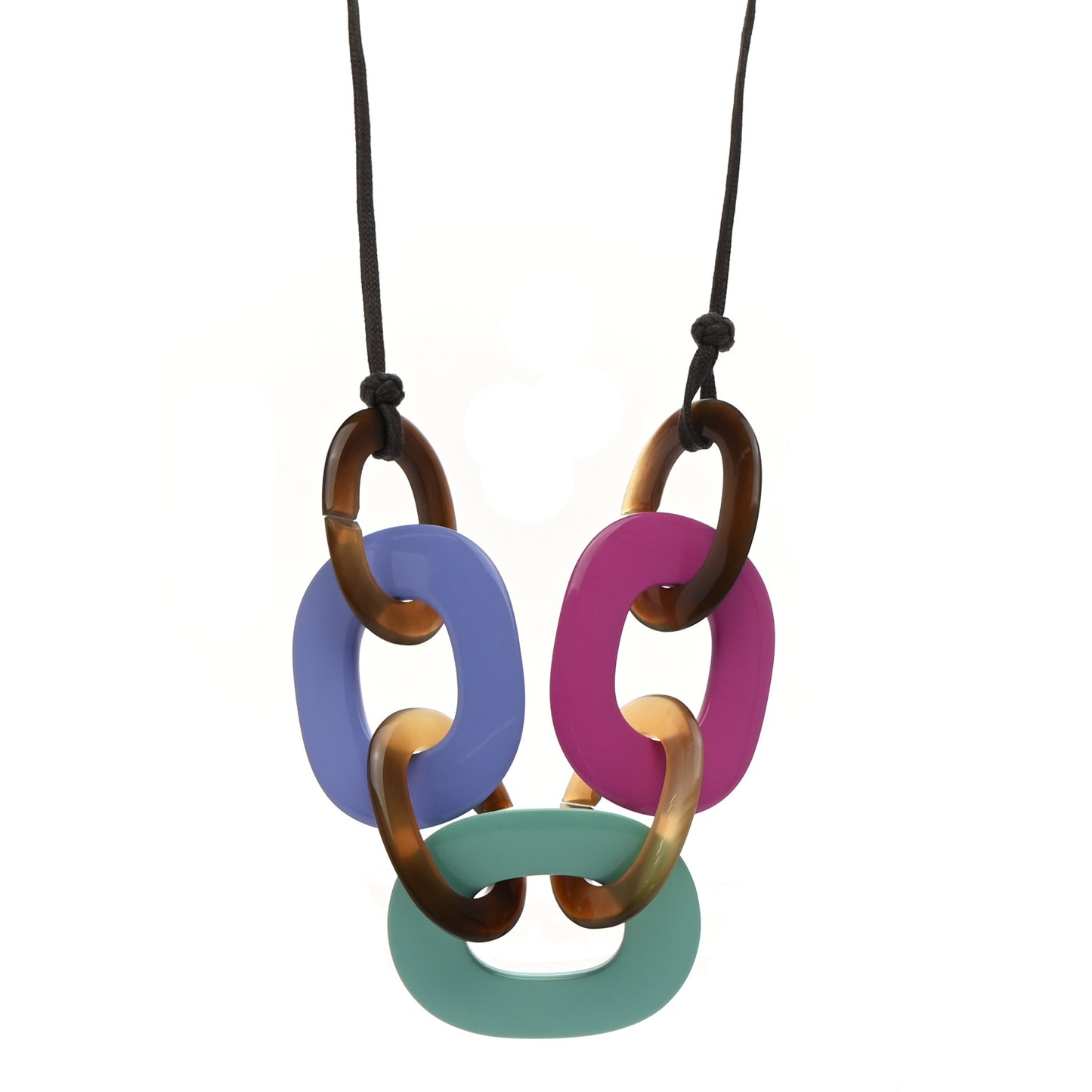 Lacquered Wood Buffalo Horn Karamba Necklace